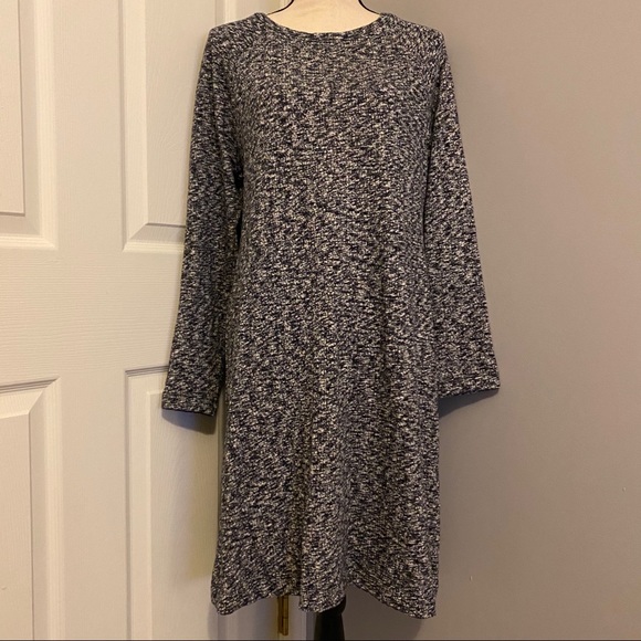 LOU & GREY Long Sleeve Tweed-Inspired Woven Dress
